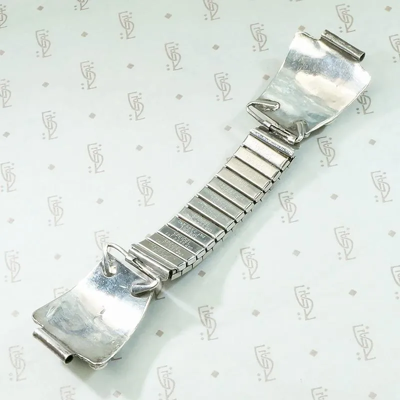 Silver Watch Band with Carved Green Turquoise