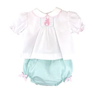 Smocked Bunny Diaper Set
