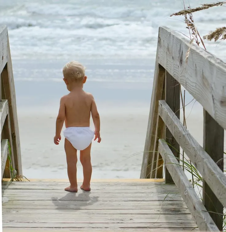 Snap Reusable Absorbent Swim Diaper-White (Min. of 2, multiples of 2)