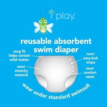 Snap Reusable Absorbent Swim Diaper-White (Min. of 2, multiples of 2)