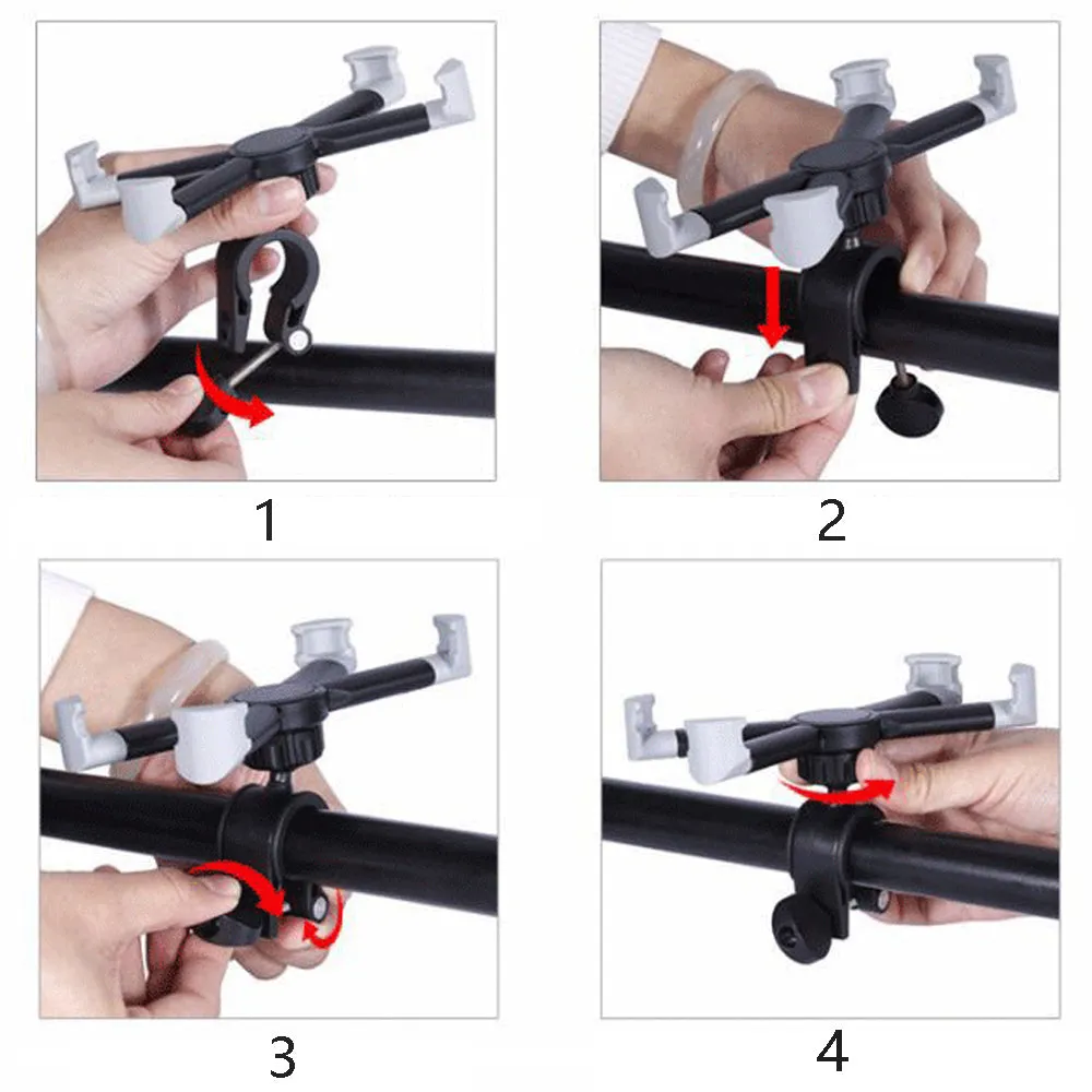 SP-168 360 Degree Rotation Four-claw Bicycle/Motorcycle/Mountain Bike Anti-fall Navigation Mobile Phone Bracket dark grey
