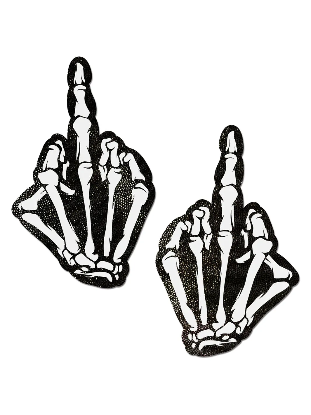 SPOOKY MIDDLE FINGER NIPPLE PASTIES - GLOW IN THE DARK