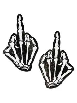 SPOOKY MIDDLE FINGER NIPPLE PASTIES - GLOW IN THE DARK