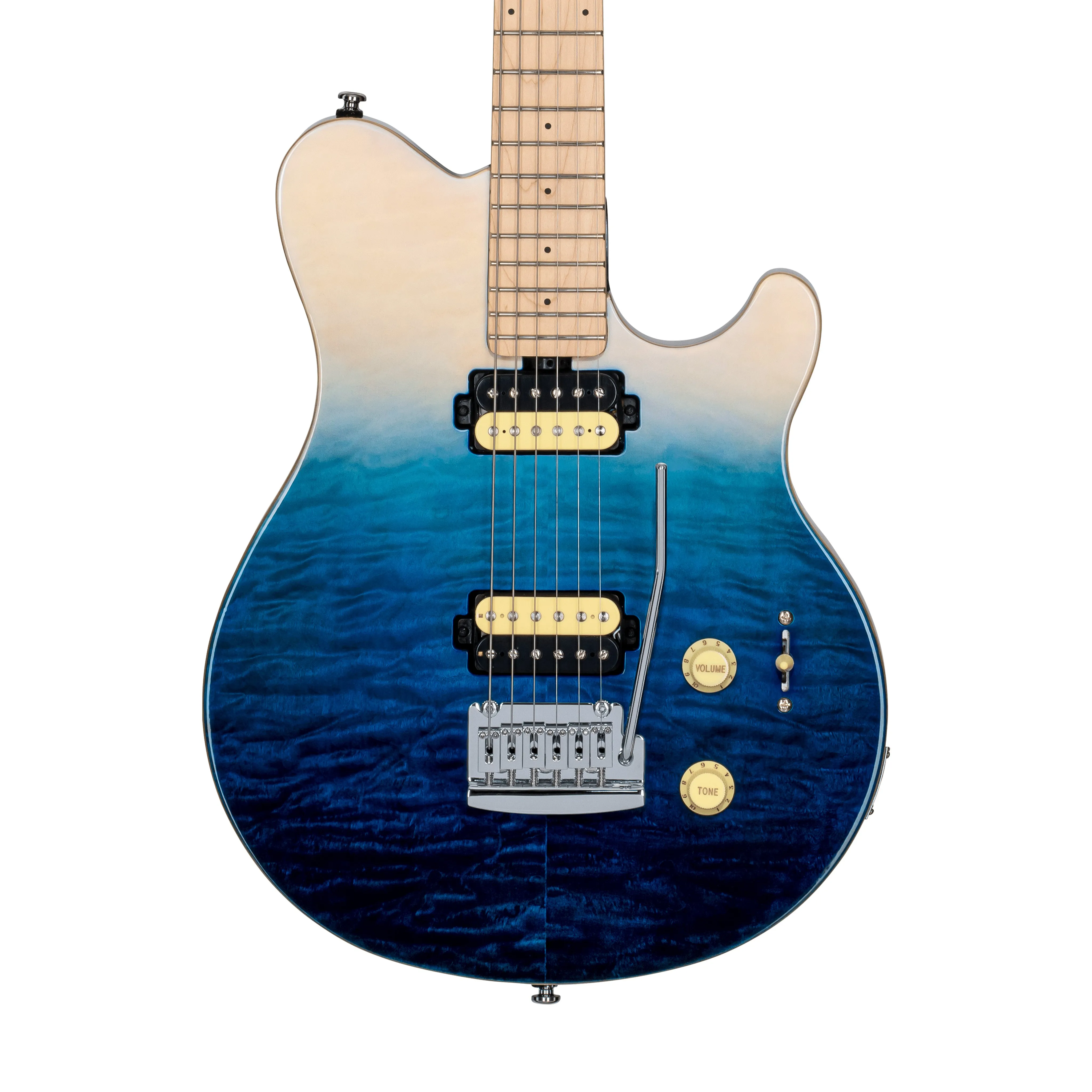 Sterling by Music Man AX3QM Axis Quilted Maple Electric Guitar, Spectrum Blue