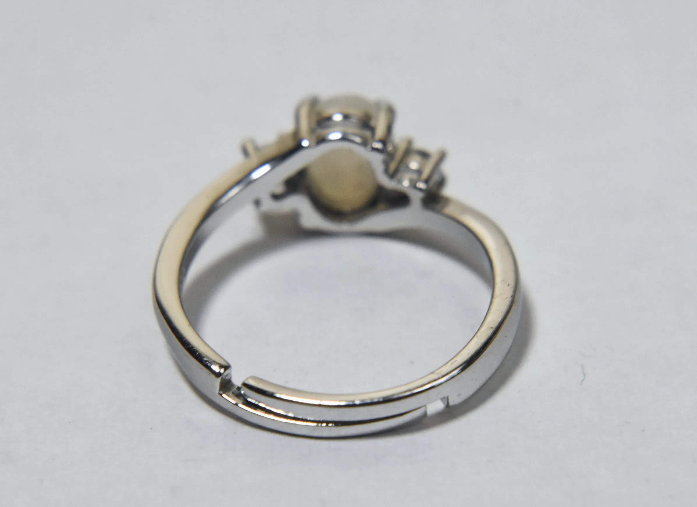 Sterling Silver Faux Opal Expandable Ring - Size 6.25 