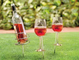 Summit Wine Bottle & 2 Wine Glass Holders On Tie On Card