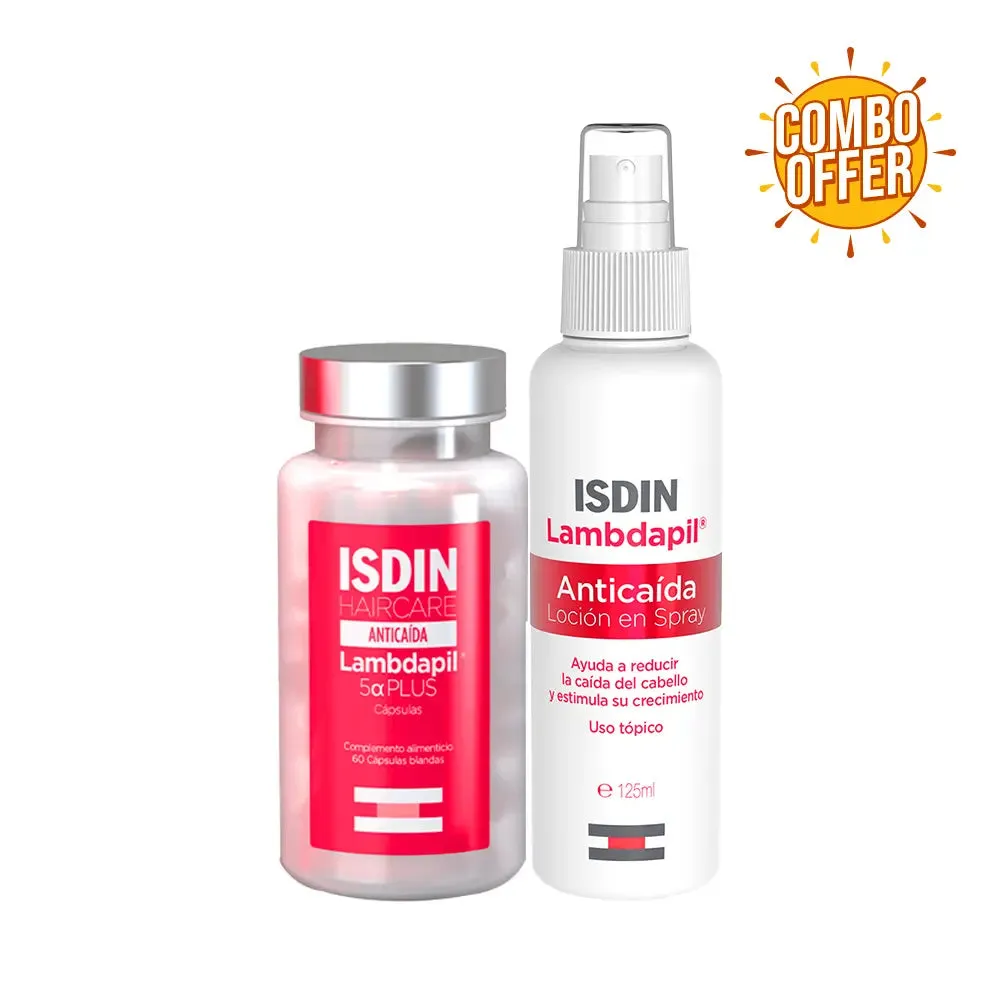 Super Combo Offer: Isdin Haircare Lambdapil 5 Alfa Plus Cap 60s   ISDIN  Lambdapil Anti-Hair Loss Lotion Spray 125Ml