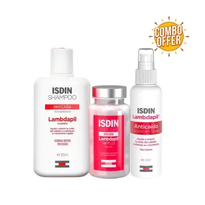 Super Combo Offer: Isdin Lambdapil Anti Hair Loss Treatment Shampoo 200ml   Isdin Haircare Lambdapil 5 Alfa Plus Cap 60s   ISDIN  Lambdapil Anti-Hair Loss Lotion Spray 125Ml