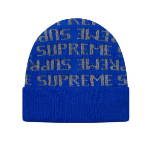 SUPREME Reflective Repeat Beanie (Blue)