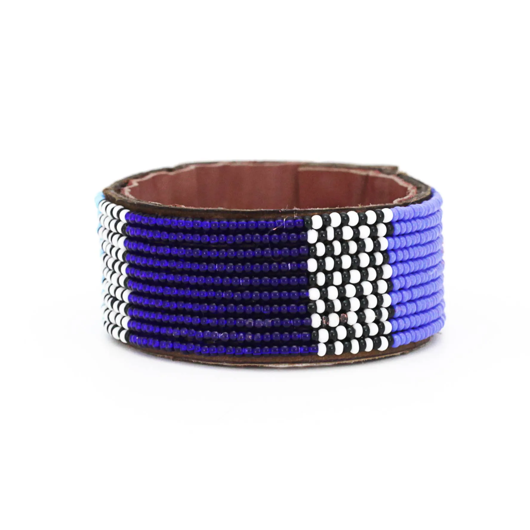 Swahili Coast - Medium Blue Atlas Leather Cuff