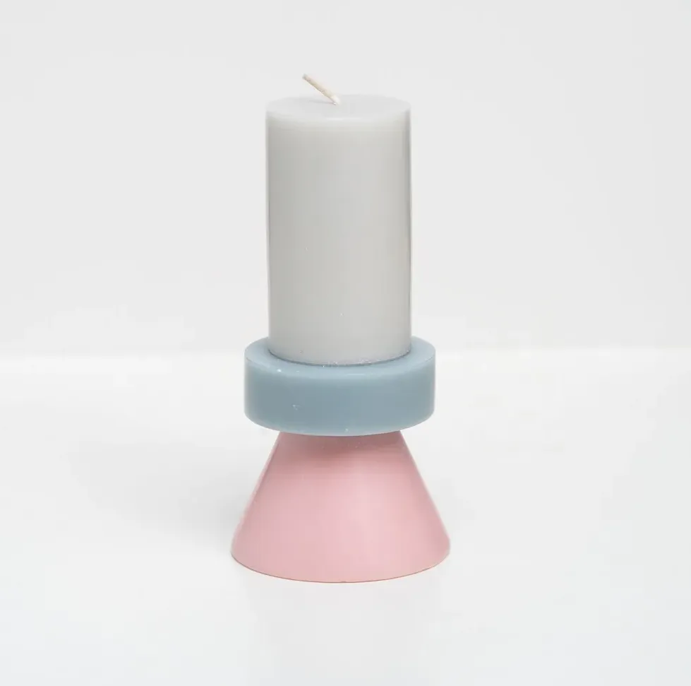 Tall Stack Candle | Light Grey / Pastel Blue / Soft Pink