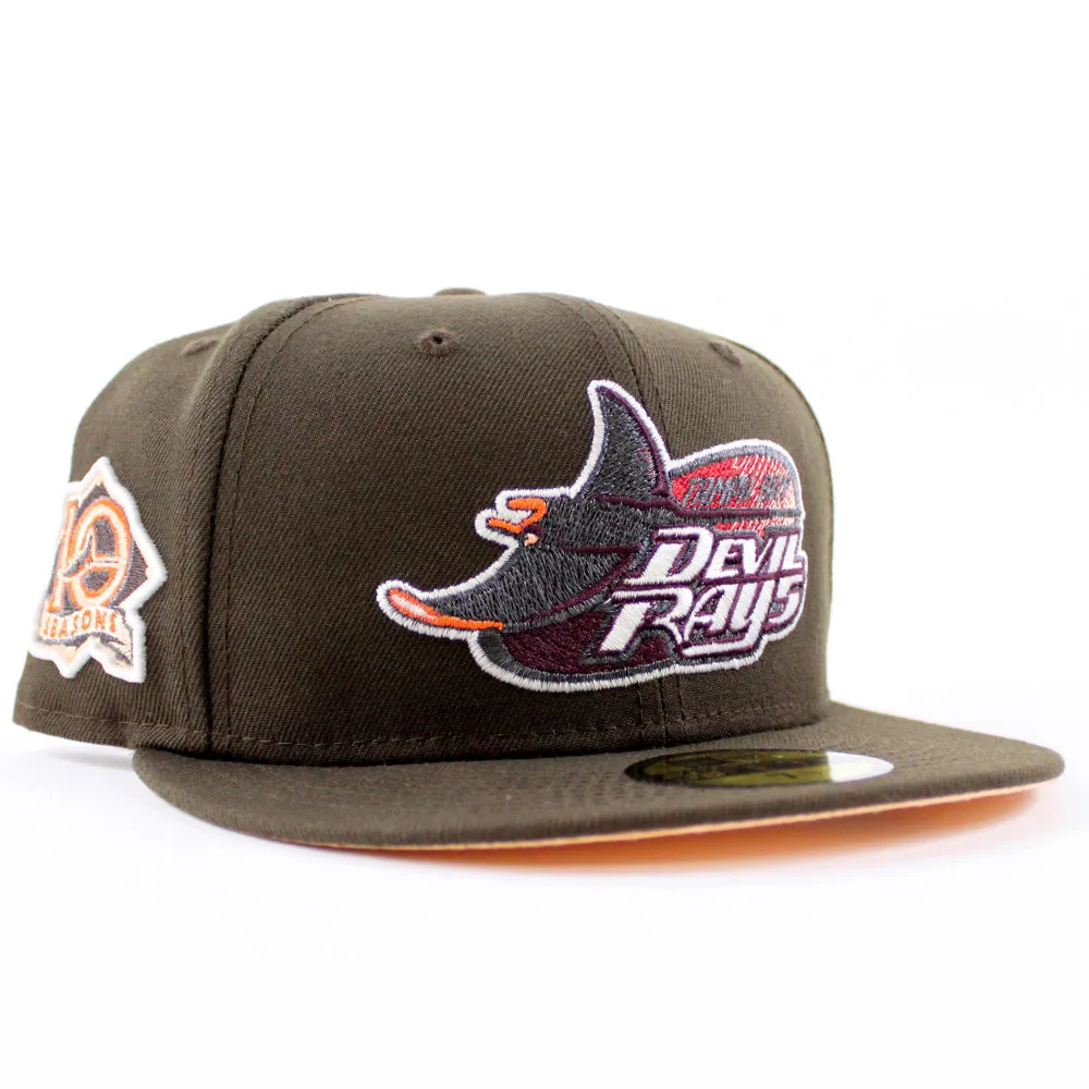 Tampa Bay Devil Rays 10th Season New Era 59Fifty Fitted Hat (GITD Walnut Peach Under Brim)