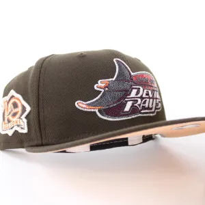 Tampa Bay Devil Rays 10th Season New Era 59Fifty Fitted Hat (GITD Walnut Peach Under Brim)