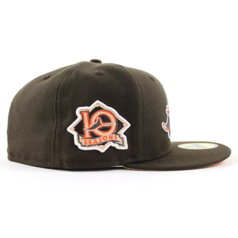 Tampa Bay Devil Rays 10th Season New Era 59Fifty Fitted Hat (GITD Walnut Peach Under Brim)