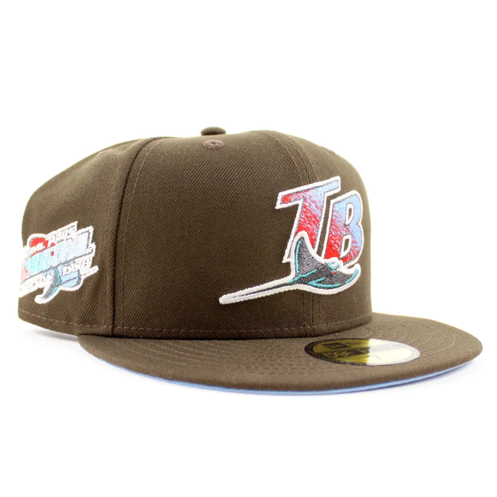 Tampa Bay Devil Rays 1998 Inaugural Season New Era 59Fifty Fitted Hat (GITD Walnut Sky Blue Under Brim)