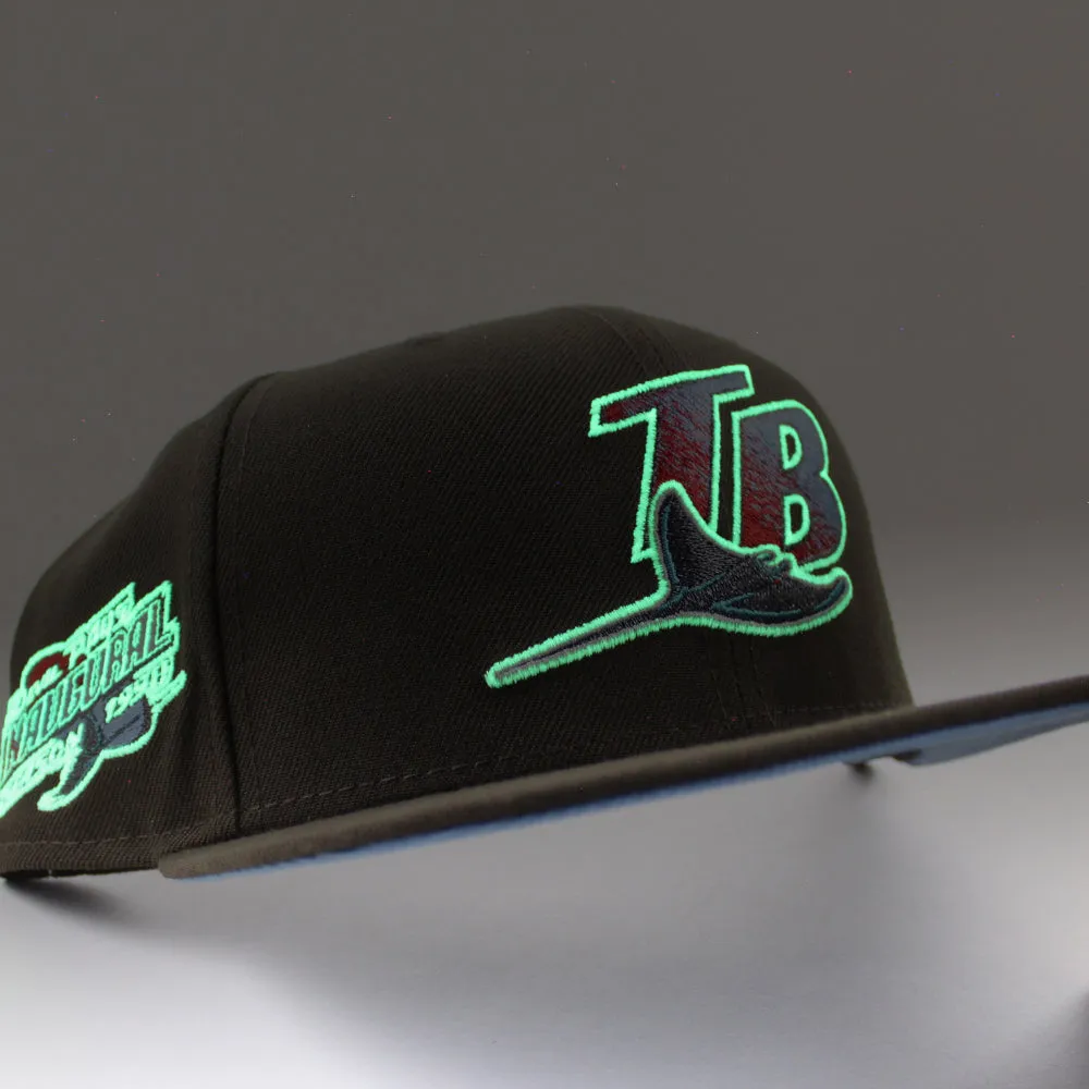 Tampa Bay Devil Rays 1998 Inaugural Season New Era 59Fifty Fitted Hat (GITD Walnut Sky Blue Under Brim)