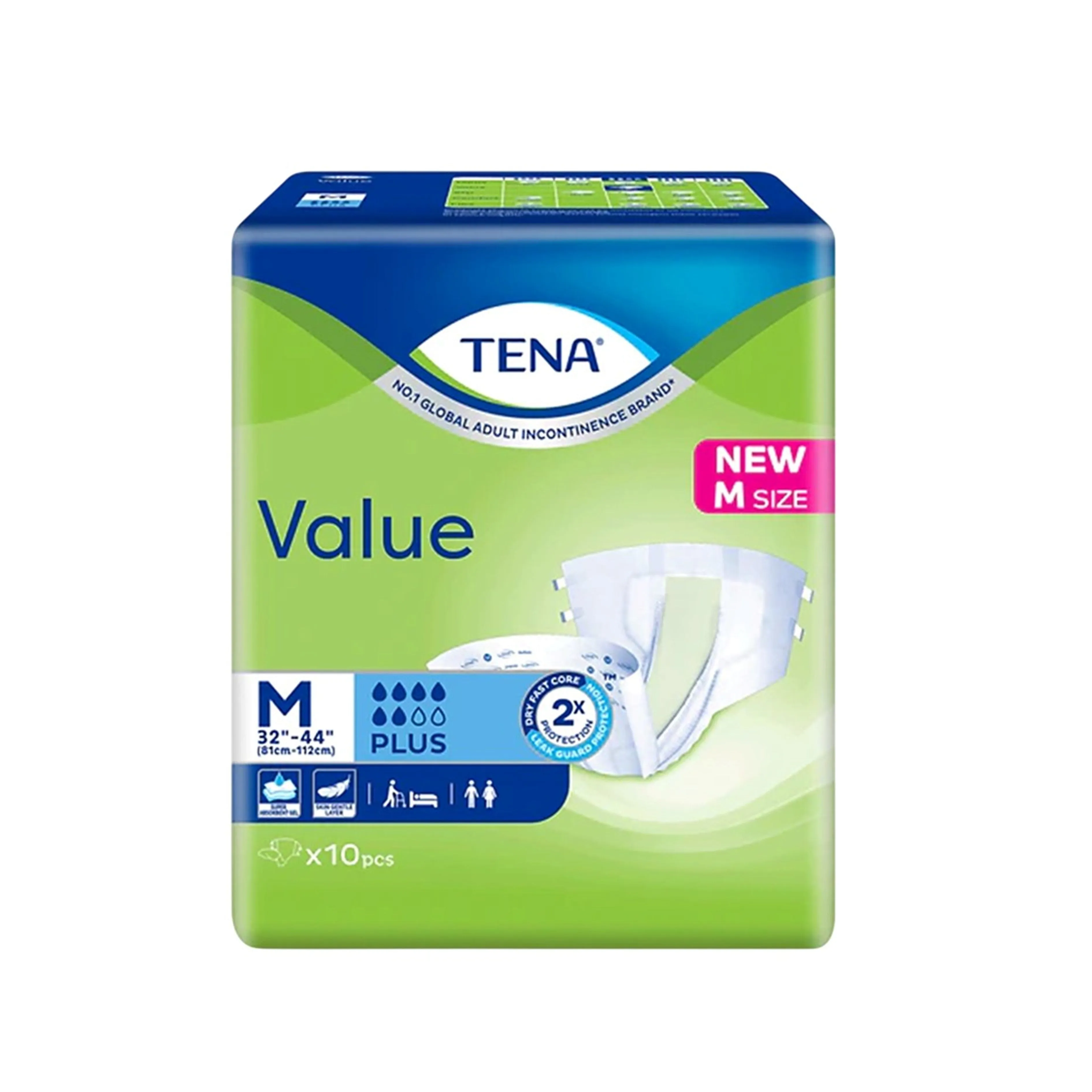 Tena Value Plus Adult Diapers Size M 10's (81-112cm / 32-44 inches)