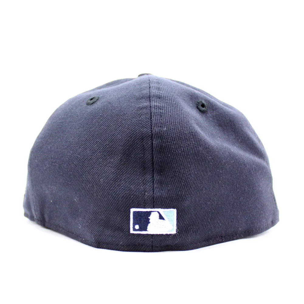 Texas Rangers 1995 All Star Game New Era 59Fifty Fitted Hat (Glow in The Dark Navy Sky Blue Under Brim)