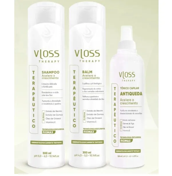 Therapy Fiomax Anti Hair Loss Scalp Treatment Home Care Kit 3 Itens - Vloss