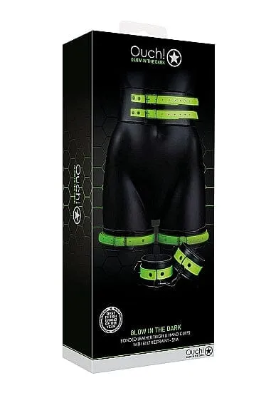 Thigh Cuffs with Belt and Handcuffs - Glow in the Dark