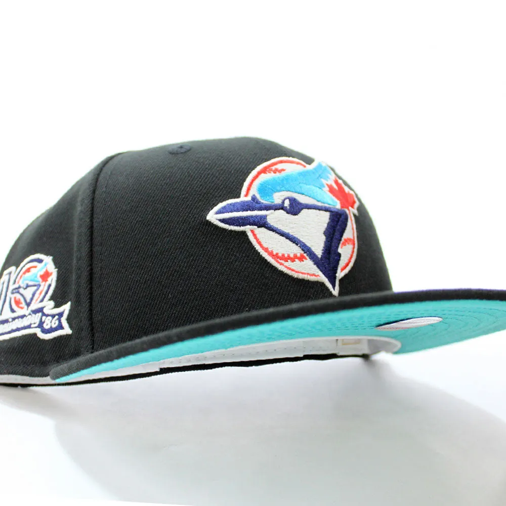 Toronto Blue Jays 10th Anniversary New Era 59Fifty Fitted Hat (Glow in the Dark Black Teal Under Brim)