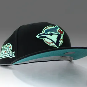 Toronto Blue Jays 10th Anniversary New Era 59Fifty Fitted Hat (Glow in the Dark Black Teal Under Brim)