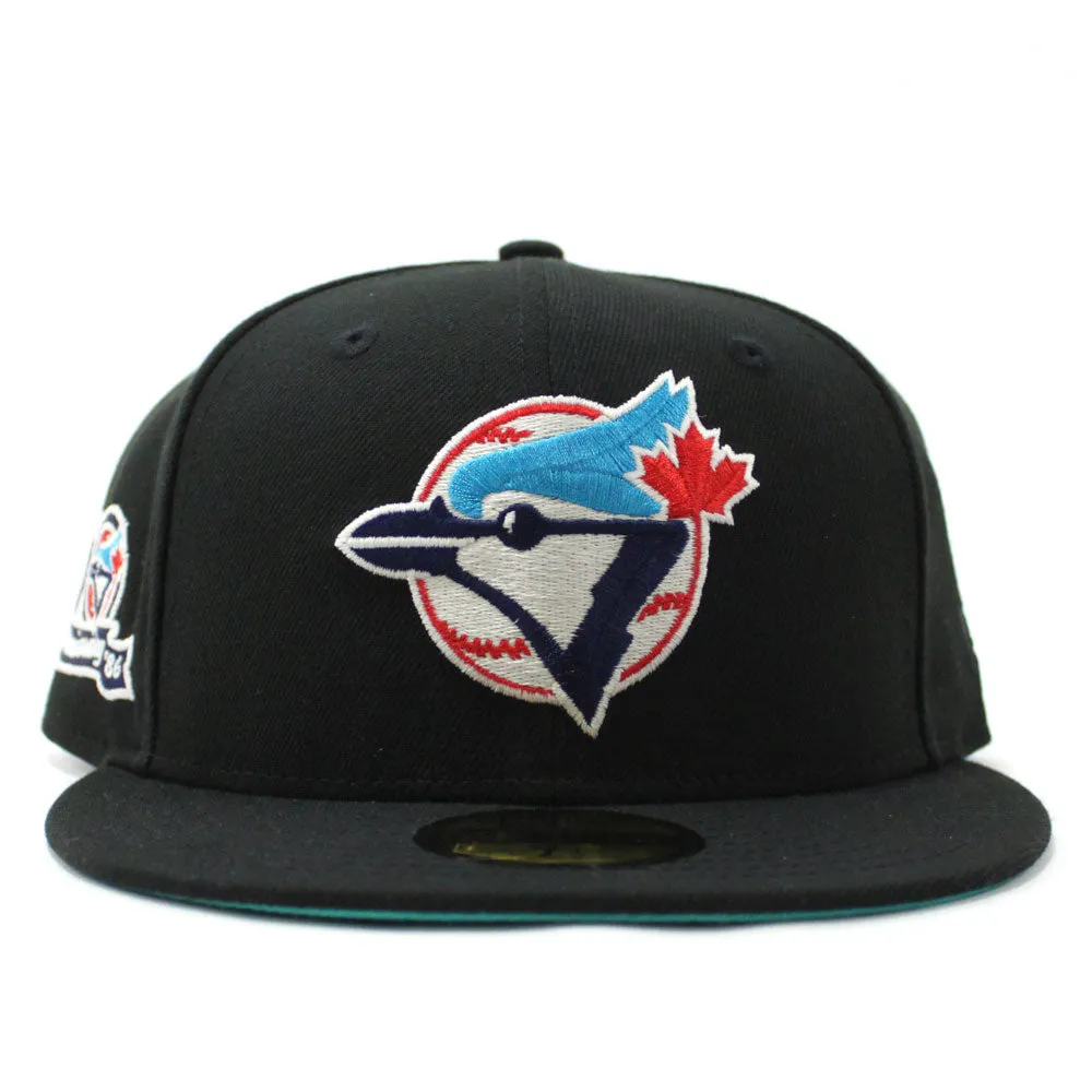 Toronto Blue Jays 10th Anniversary New Era 59Fifty Fitted Hat (Glow in the Dark Black Teal Under Brim)