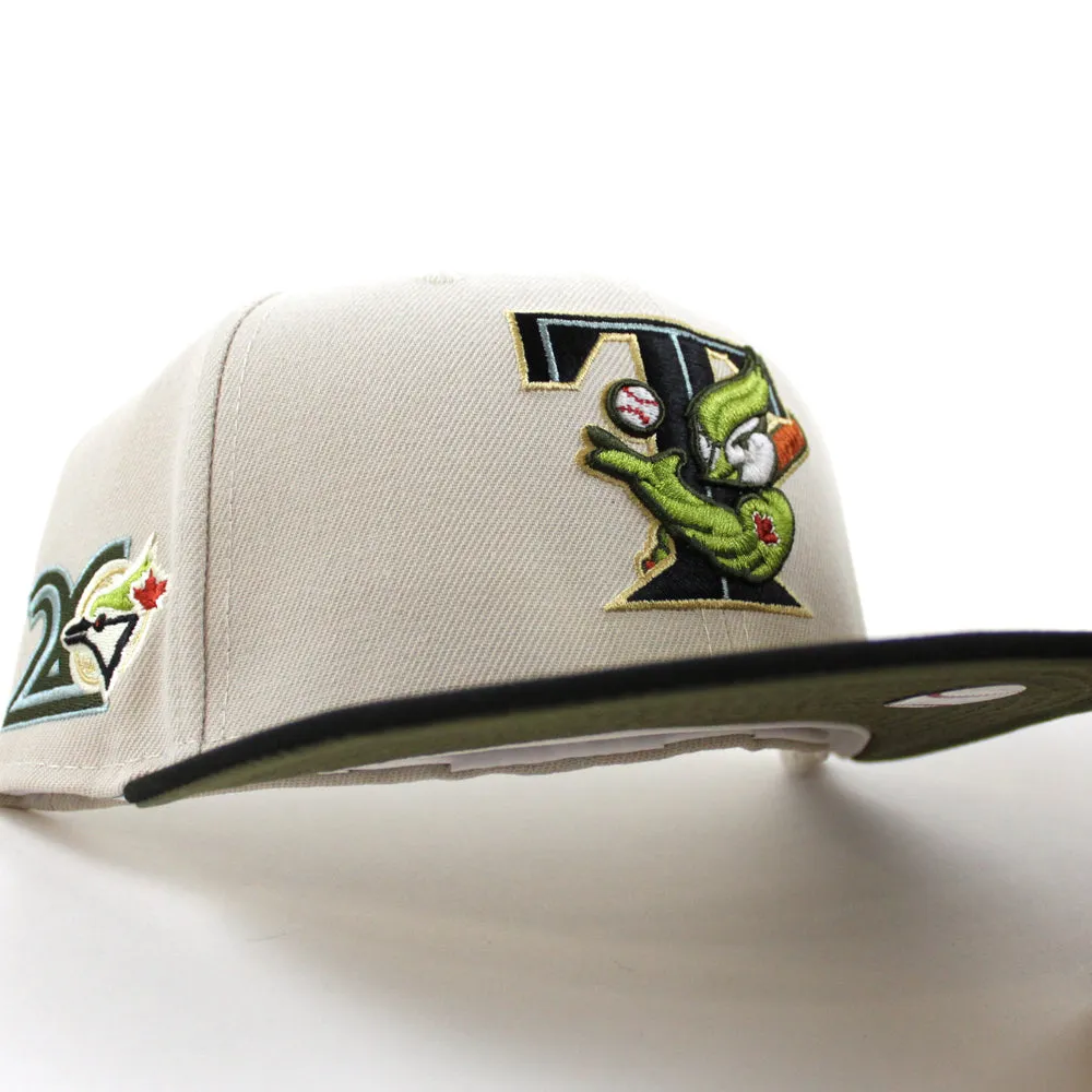 Toronto Blue Jays 20th Anniversary 1996 New Era 59Fifty Fitted Hat (GITD STONE BLACK NEW OLIVE Under Brim)