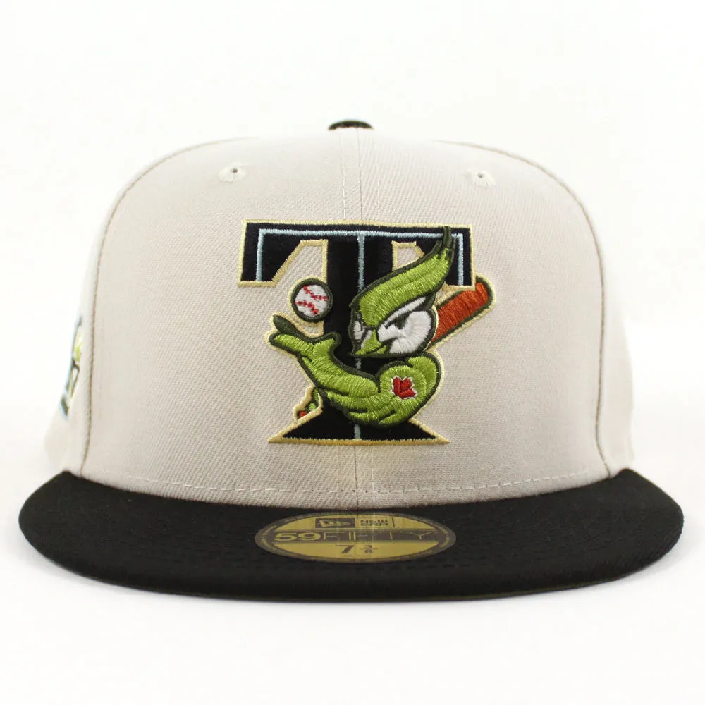 Toronto Blue Jays 20th Anniversary 1996 New Era 59Fifty Fitted Hat (GITD STONE BLACK NEW OLIVE Under Brim)