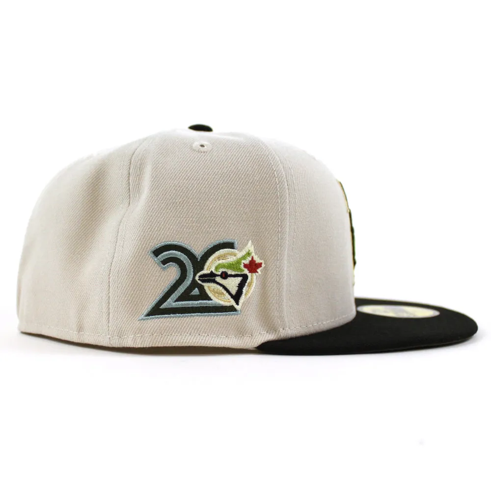 Toronto Blue Jays 20th Anniversary 1996 New Era 59Fifty Fitted Hat (GITD STONE BLACK NEW OLIVE Under Brim)