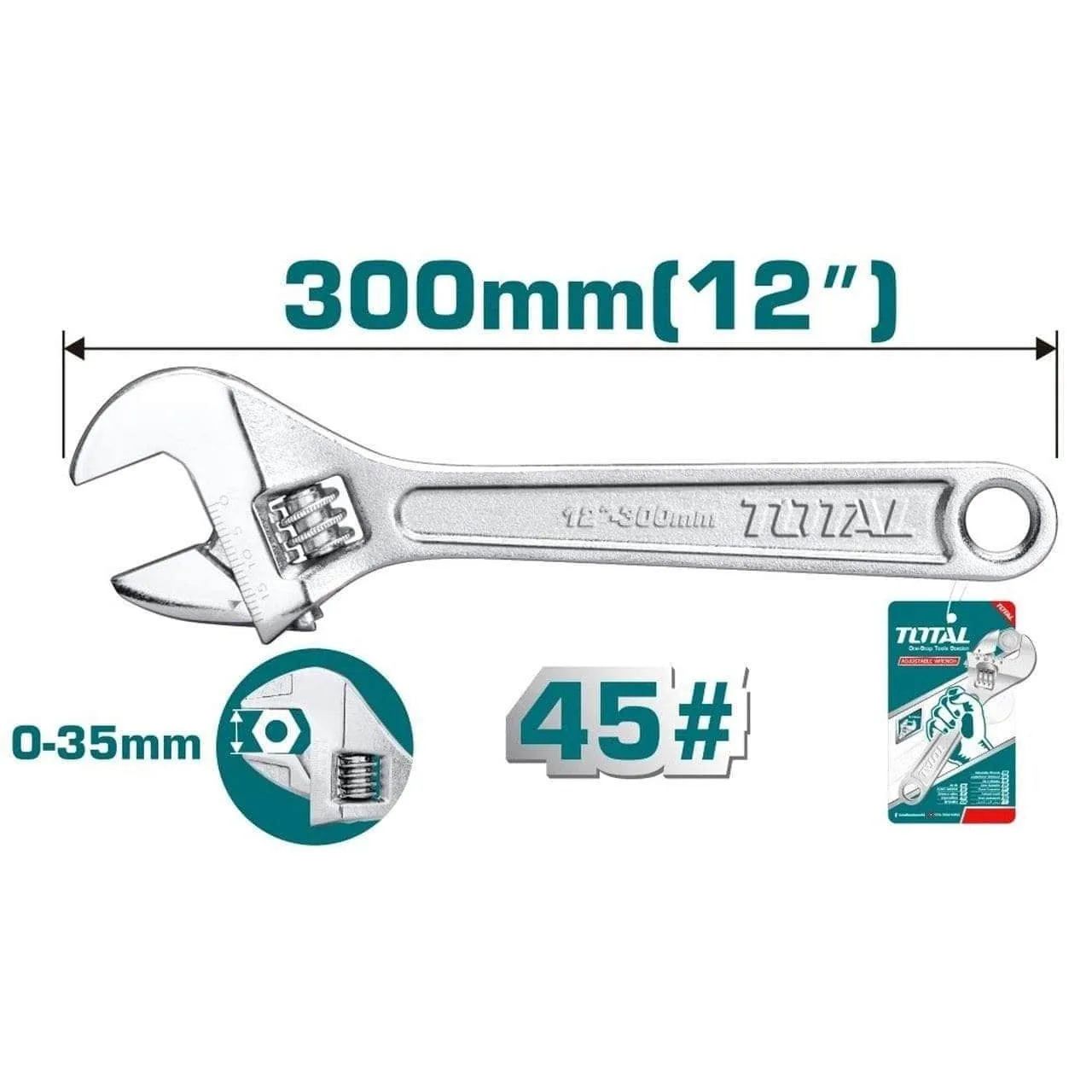 Total Adjustable Wrench - 6", 8", 10", 12" & 18"