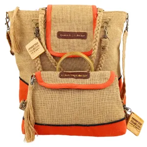 Tote Set, Burnt Orange Linen Trim