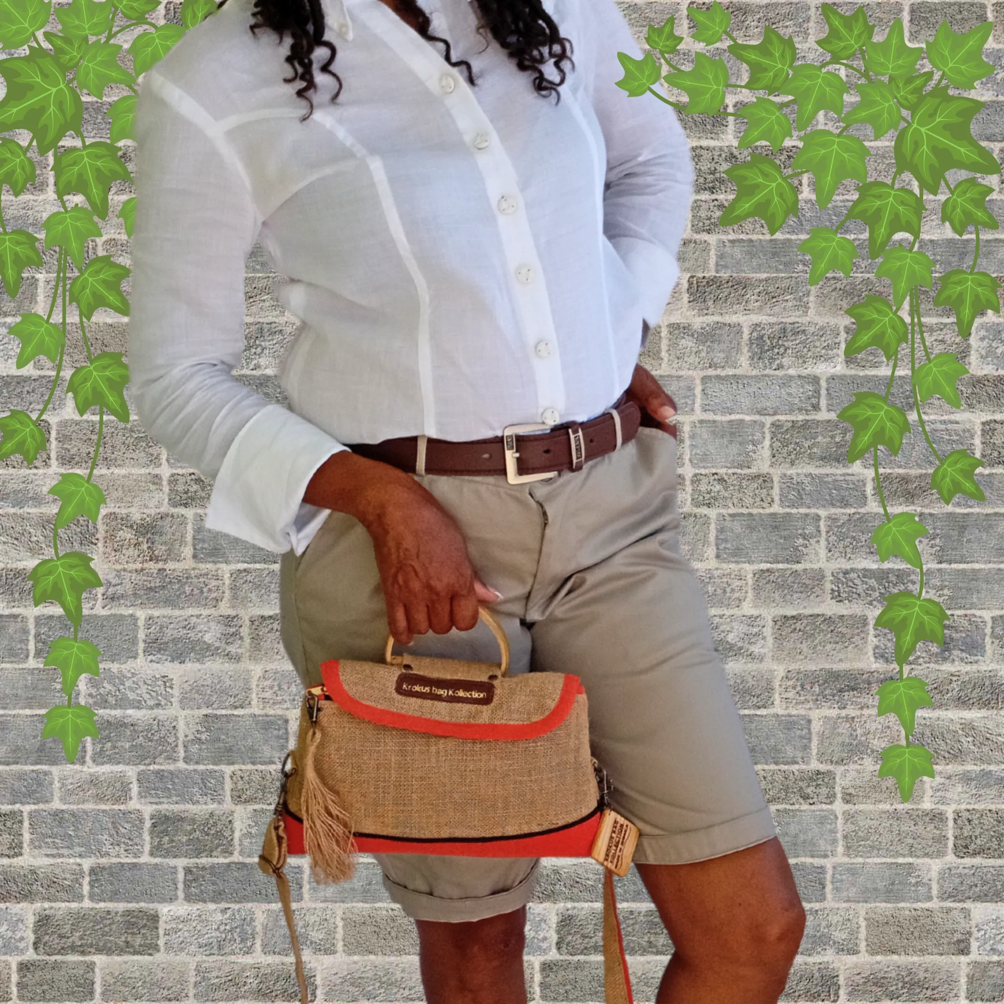 Tote Set, Burnt Orange Linen Trim