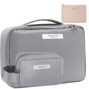 Travel Makeup Bag Cosmetic Bag Makeup Bag Toiletry bag for women and men (Grey-3pcs)