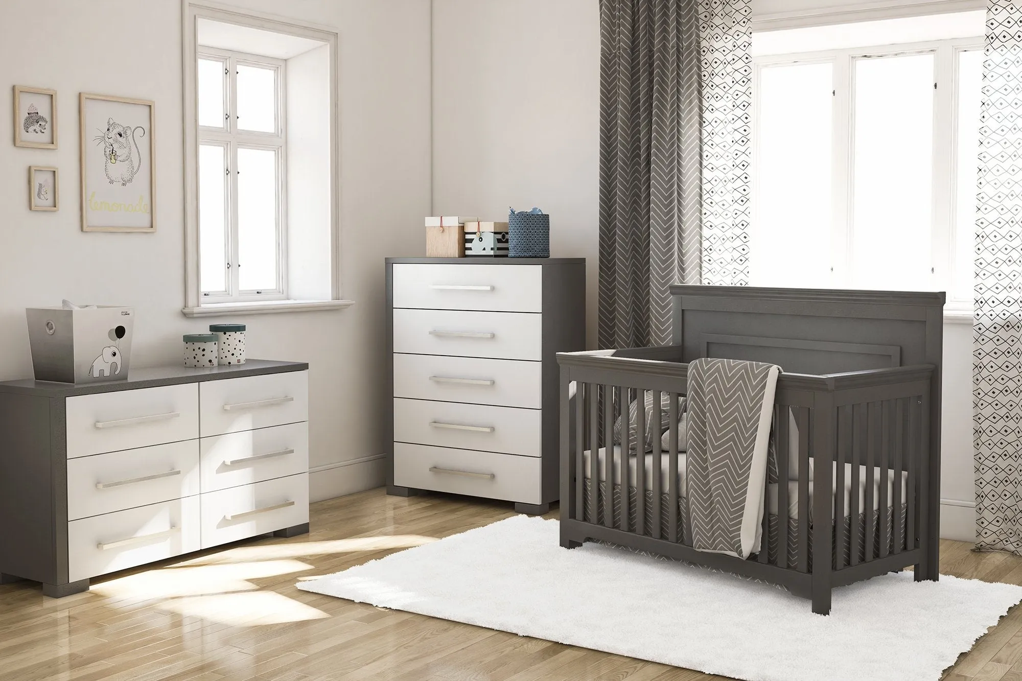 Trio collection joanna dark gray and white