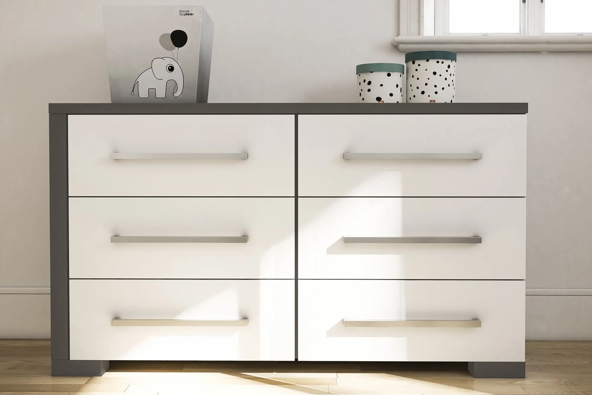 Trio collection joanna dark gray and white