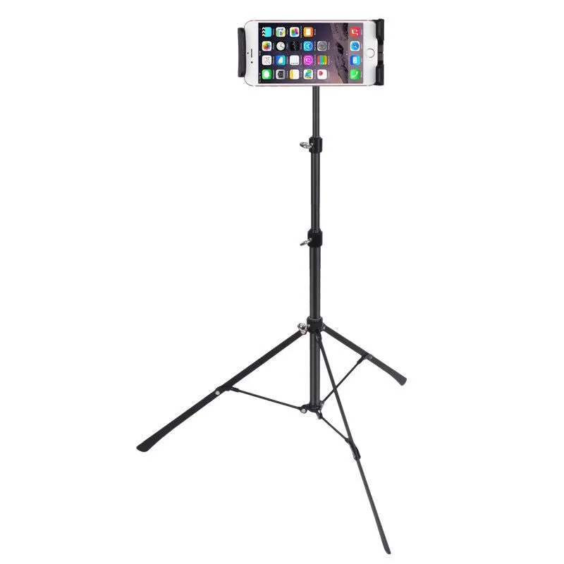 Tripod Floor Stand Support 4-12inch Celephone Ipad Tablet Live Broadcast Stand black