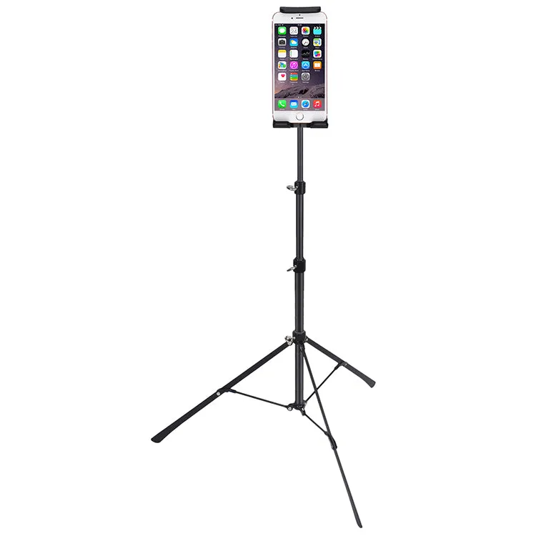Tripod Floor Stand Support 4-12inch Celephone Ipad Tablet Live Broadcast Stand black