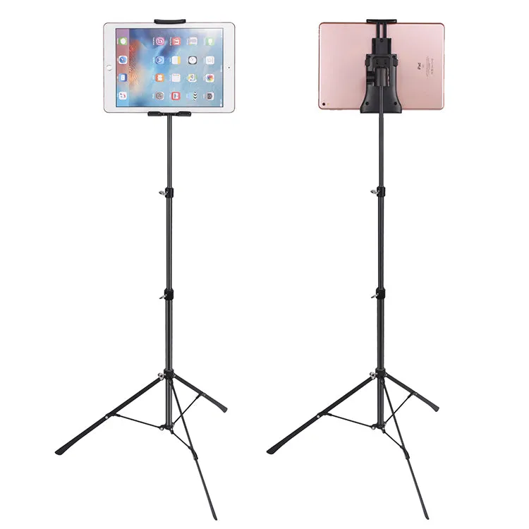 Tripod Floor Stand Support 4-12inch Celephone Ipad Tablet Live Broadcast Stand black