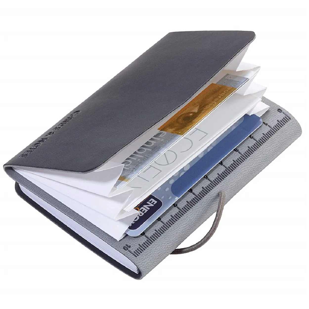 TROIKA Card Case Wallet and Notepad DIN A7 Titanium Grey/Black
