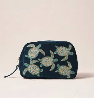 Turtle Conservation Cosmetics Bag - Marine Navy Velvet