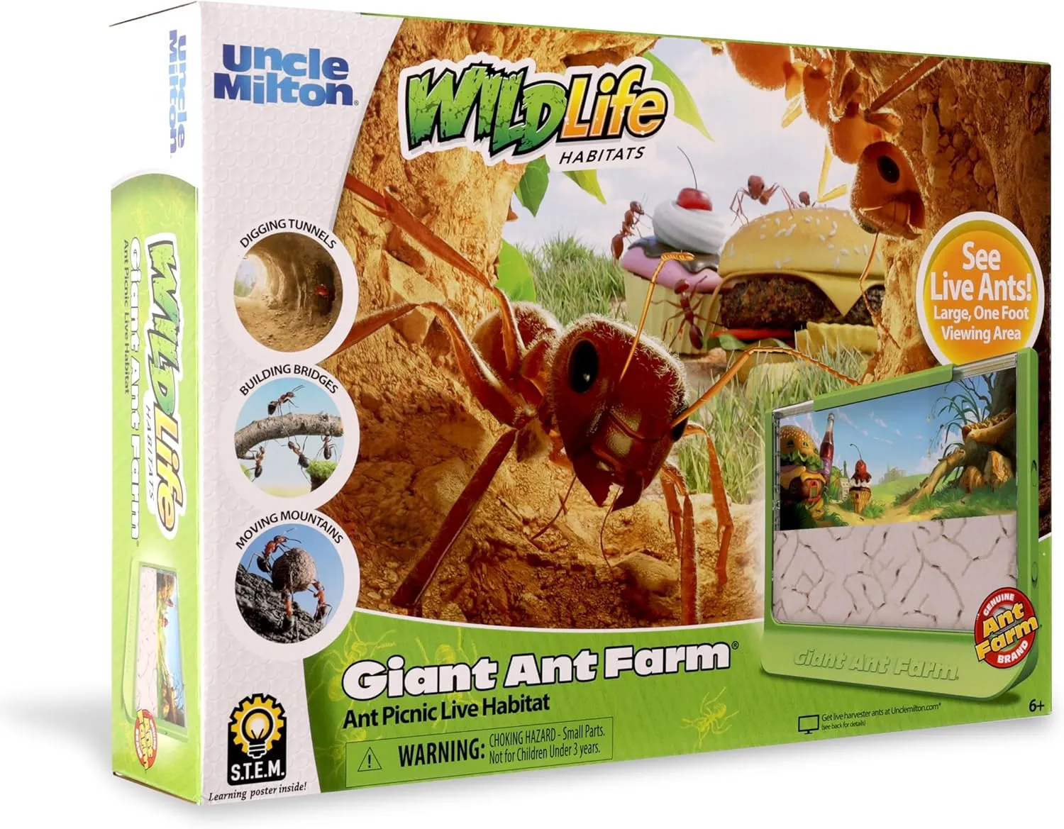 Uncle Milton Giant Ant Farm - Large Viewing Area - Care for Live Ants - Natur...