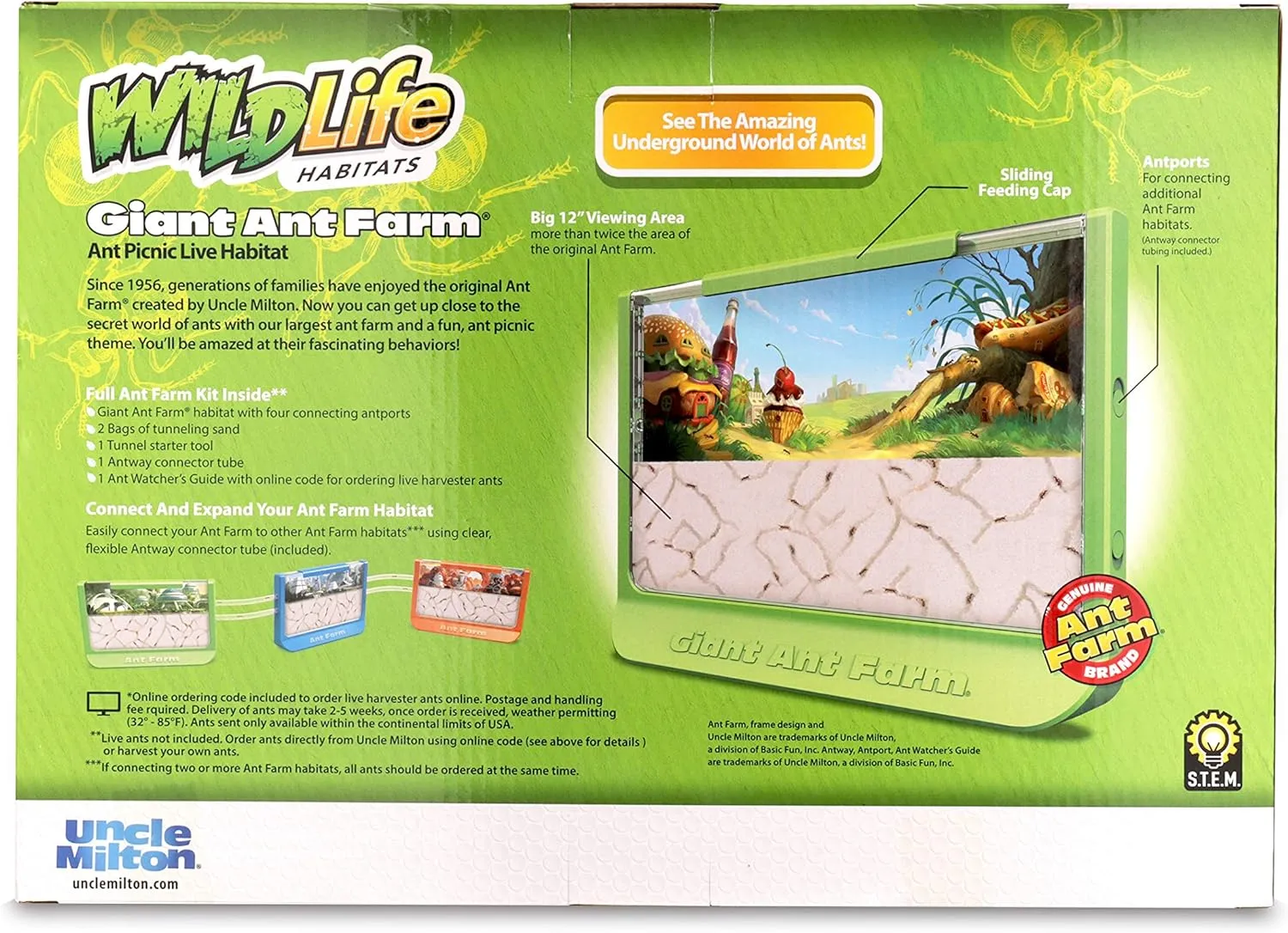 Uncle Milton Giant Ant Farm - Large Viewing Area - Care for Live Ants - Natur...