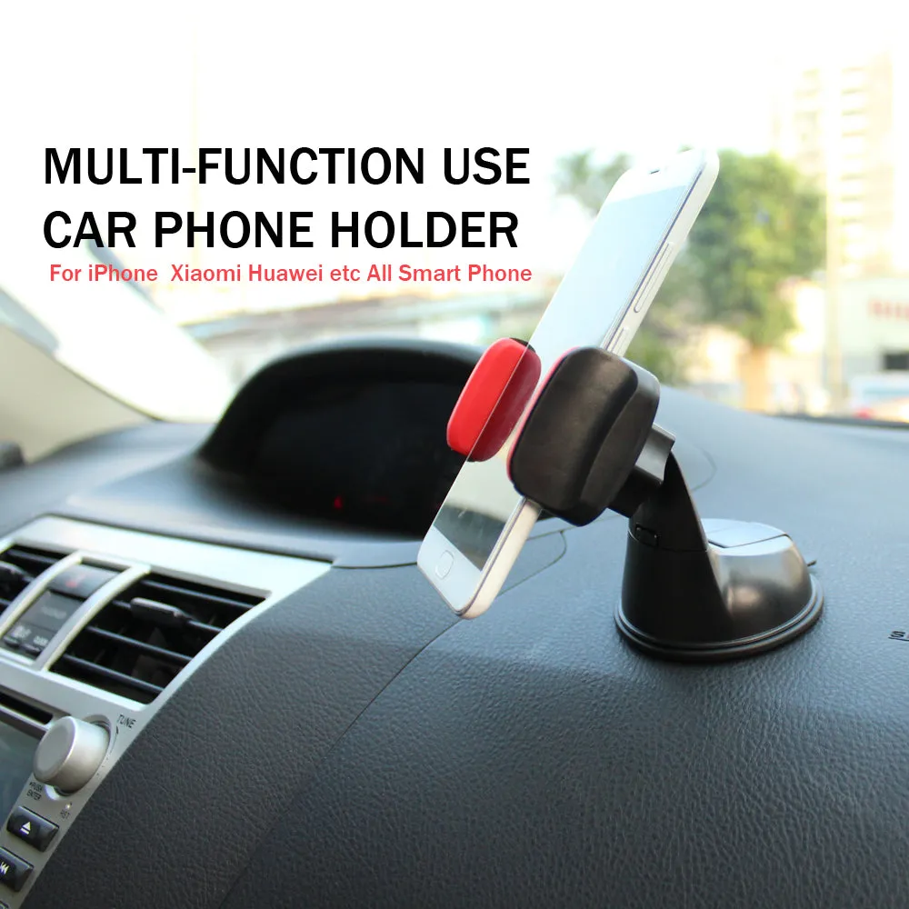Universal Automobile Dashboard Windshield Navigation Support Car Suction Cup 360 degree Rotatable Detachable Vehicle Bracket Phone Holder for 3.5-6.0 inch Cellphone Red black