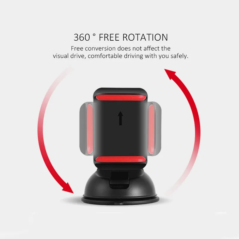 Universal Automobile Dashboard Windshield Navigation Support Car Suction Cup 360 degree Rotatable Detachable Vehicle Bracket Phone Holder for 3.5-6.0 inch Cellphone Red black