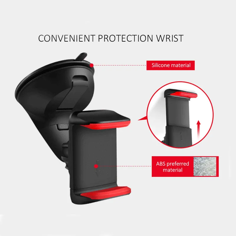 Universal Automobile Dashboard Windshield Navigation Support Car Suction Cup 360 degree Rotatable Detachable Vehicle Bracket Phone Holder for 3.5-6.0 inch Cellphone Red black