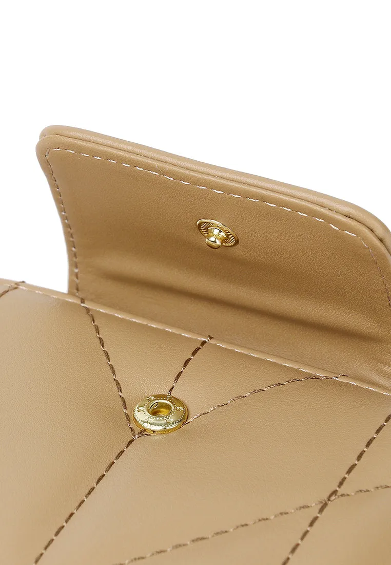 Viean Quilted Top Zip Mini Wallet (Burlywood)