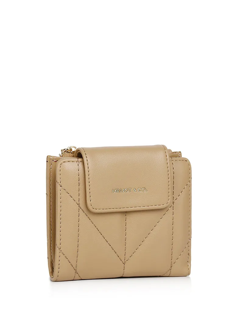 Viean Quilted Top Zip Mini Wallet (Burlywood)