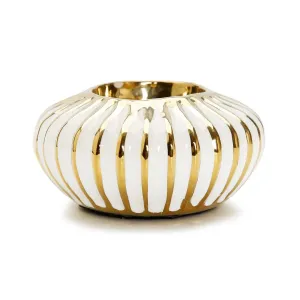 White with Gold Stripes Tealight Holder