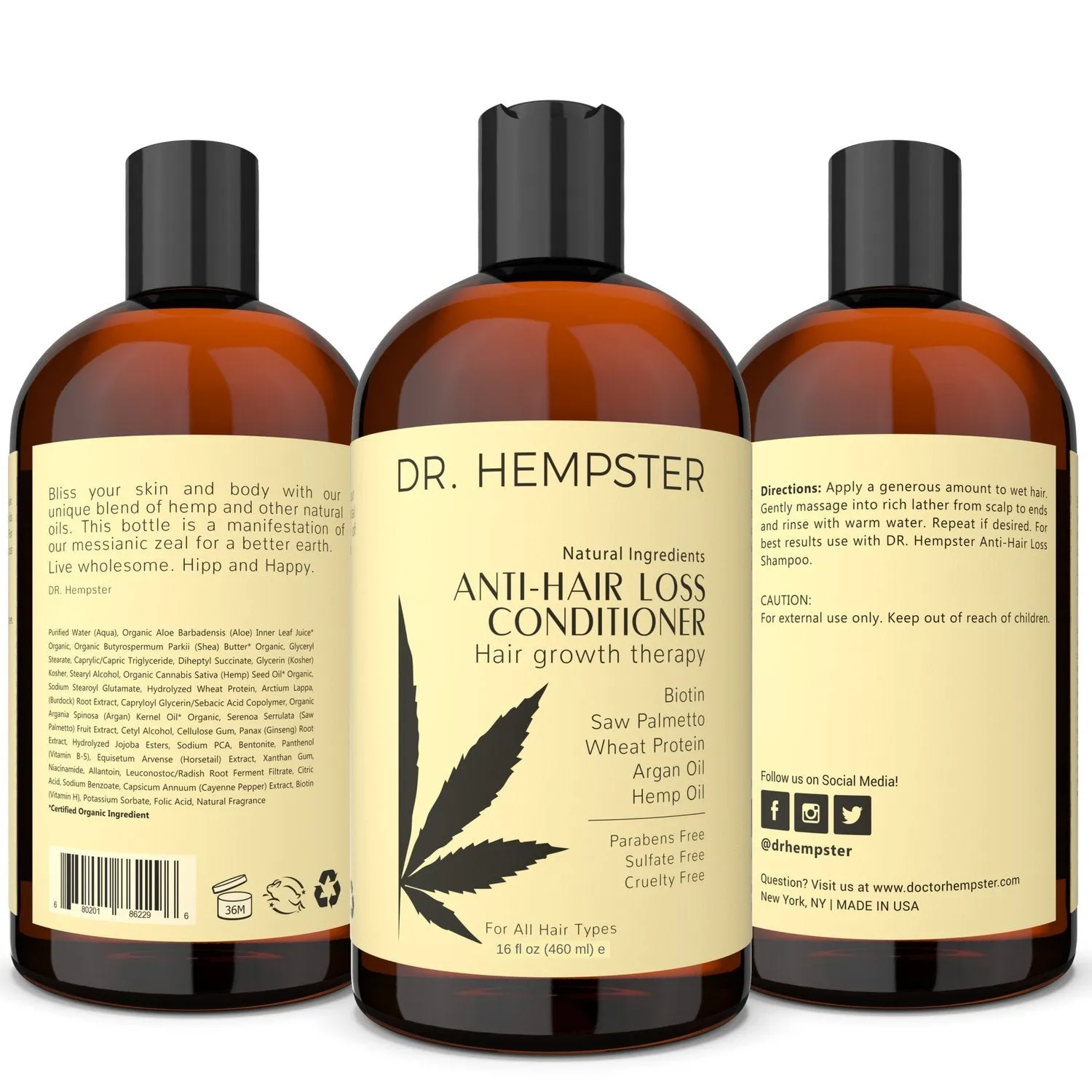 Women'S and Men'S Hair Growth Conditioner - Biotin and Hemp anti Hair Loss Treatment for Thinning Hair - Natural and Organic Thickening and Volumizing Ingredients - No Parabens or Sulphates